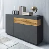 Garnero Arredamenti Credenza 150x85h cm 3 ante 1 cassetto moderna antracite rovere Bahama Best
