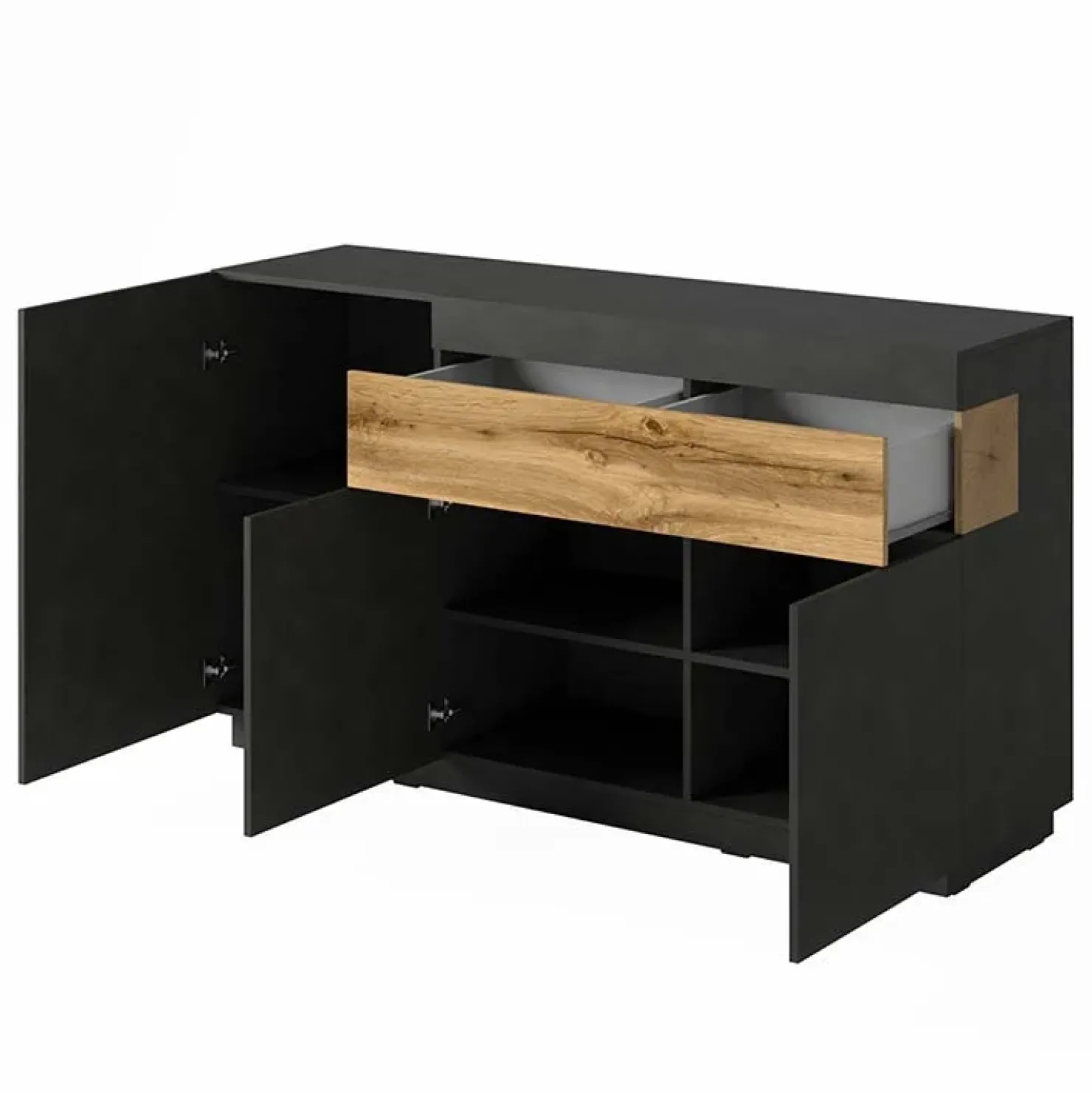 Garnero Arredamenti Credenza 150x85h cm 3 ante 1 cassetto moderna antracite rovere Bahama Best