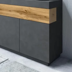 Garnero Arredamenti Credenza 150x85h cm 3 ante 1 cassetto moderna antracite rovere Bahama Best