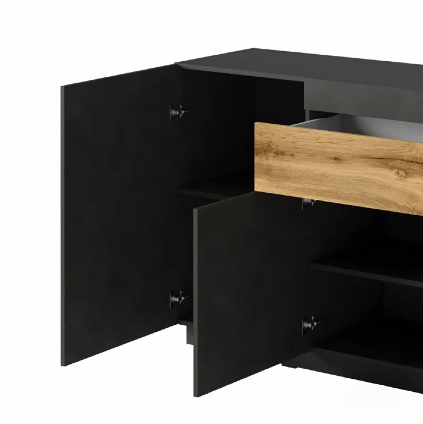 Garnero Arredamenti Credenza 150x85h cm 3 ante 1 cassetto moderna antracite rovere Bahama Best