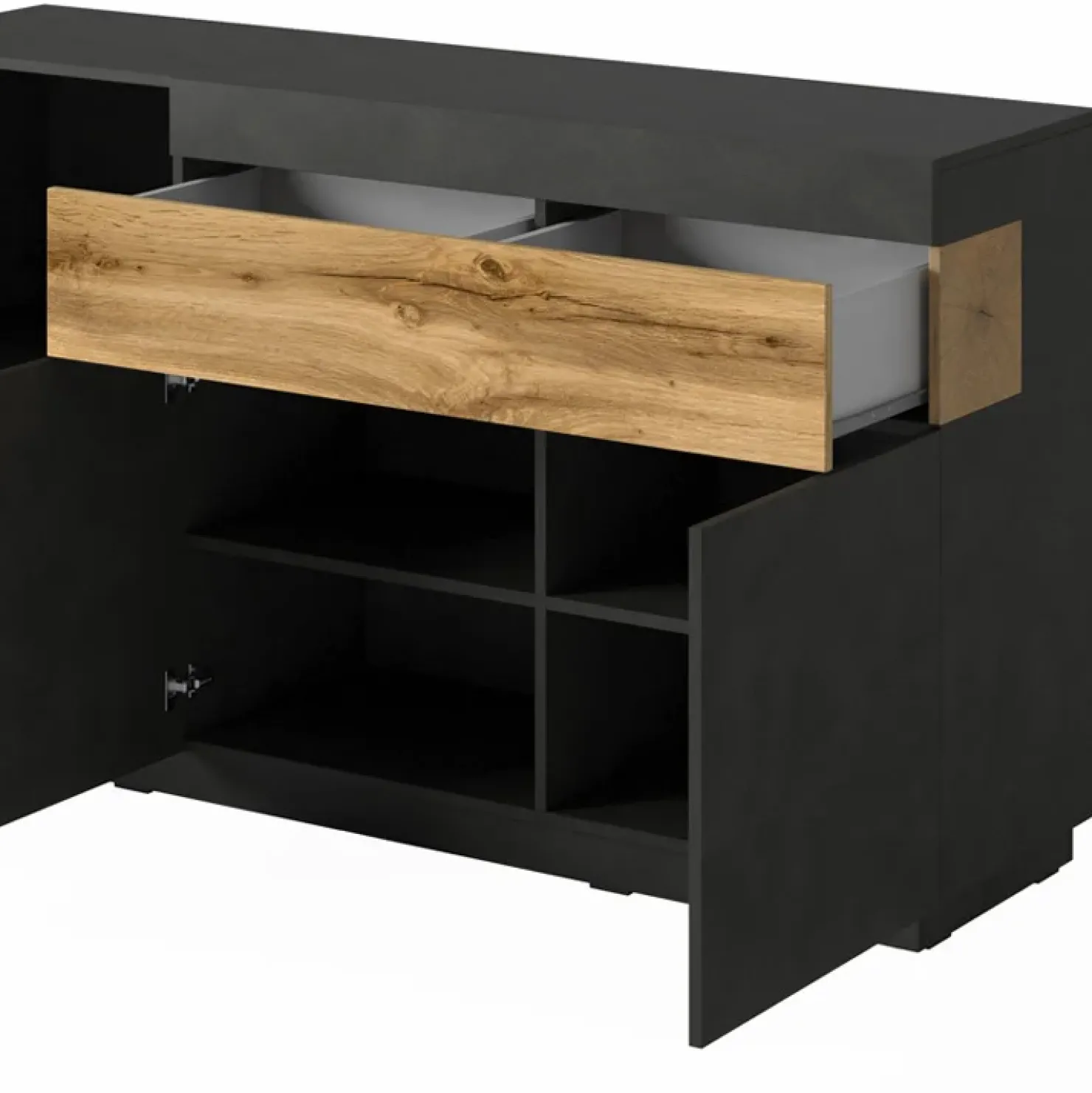 Garnero Arredamenti Credenza 150x85h cm 3 ante 1 cassetto moderna antracite rovere Bahama Best