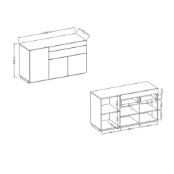 Garnero Arredamenti Credenza 150x85h cm 3 ante 1 cassetto moderna antracite rovere Bahama Best