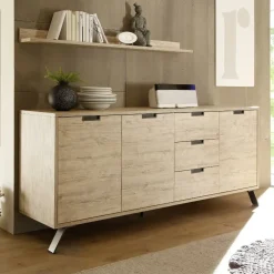 Garnero Arredamenti Credenza 206x86h cm 3 ante 3 cassetti moderna sherwood oak Juvena Online