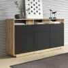 Garnero Arredamenti Credenza 180x96h cm 3 ante 3 cassetti moderna nero opaco rovere Esmond Online