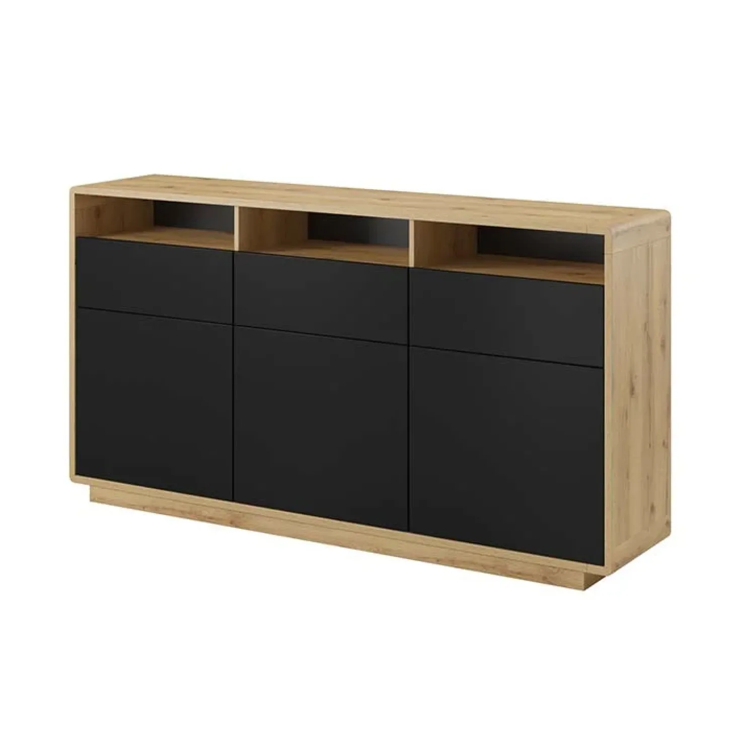 Garnero Arredamenti Credenza 180x96h cm 3 ante 3 cassetti moderna nero opaco rovere Esmond Online