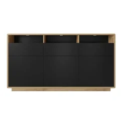 Garnero Arredamenti Credenza 180x96h cm 3 ante 3 cassetti moderna nero opaco rovere Esmond Online