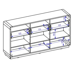 Garnero Arredamenti Credenza 180x96h cm 3 ante 3 cassetti moderna nero opaco rovere Esmond Online