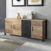 Garnero Arredamenti Credenza 192x79h cm 3 ante 3 cassetti moderna quercia nero opaco Nebraska New