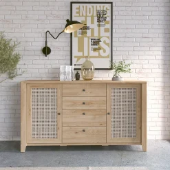 Garnero Arredamenti Credenza 164x91h cm 2 ante 4 cassetti moderna rovere naturale Astoria Sale
