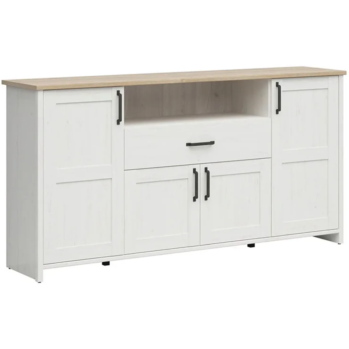 Garnero Arredamenti Credenza 194x99h cm 4 ante 1 cassetto scandinava bianco frassinato rovere Lars Best