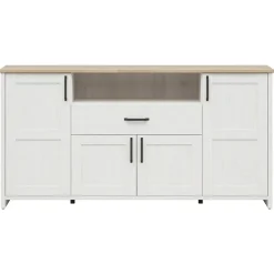 Garnero Arredamenti Credenza 194x99h cm 4 ante 1 cassetto scandinava bianco frassinato rovere Lars Best