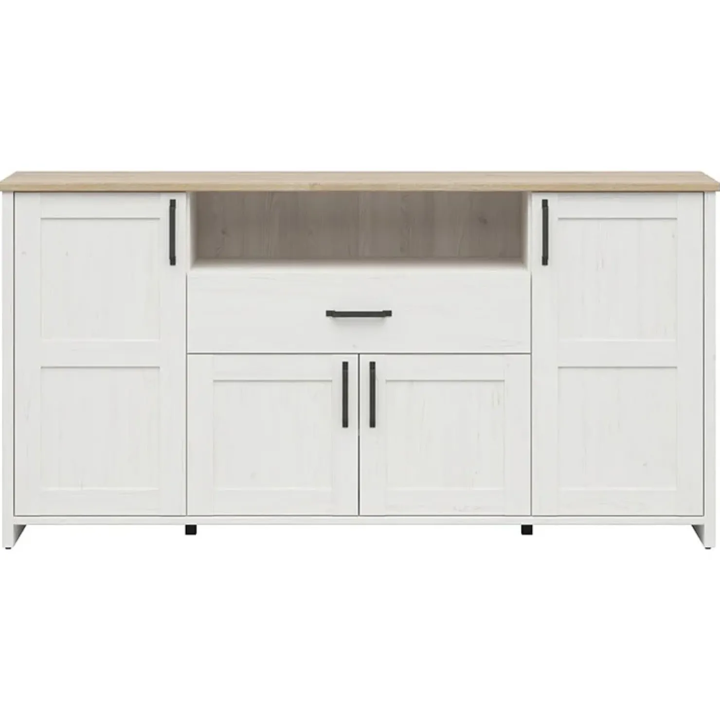Garnero Arredamenti Credenza 194x99h cm 4 ante 1 cassetto scandinava bianco frassinato rovere Lars Best