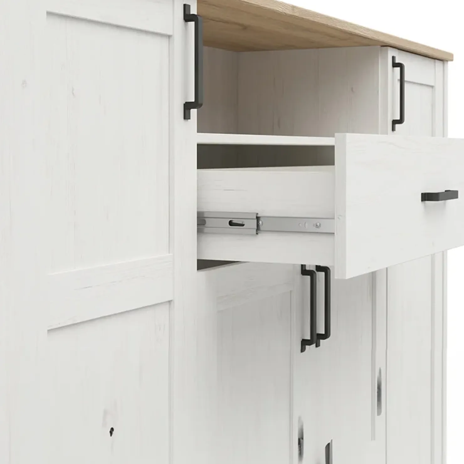 Garnero Arredamenti Credenza 194x99h cm 4 ante 1 cassetto scandinava bianco frassinato rovere Lars Best