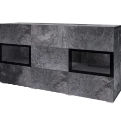 Garnero Arredamenti Credenza 132x70h cm 2 ante 3 cassetti moderna nero Emotion Gihome® Ossido New