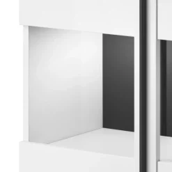 Garnero Arredamenti Credenza 180x103h cm 2 ante 3 cassetti con vetrinetta moderna bianco opaco e lucido Maiorca Bianco Lucido Discount