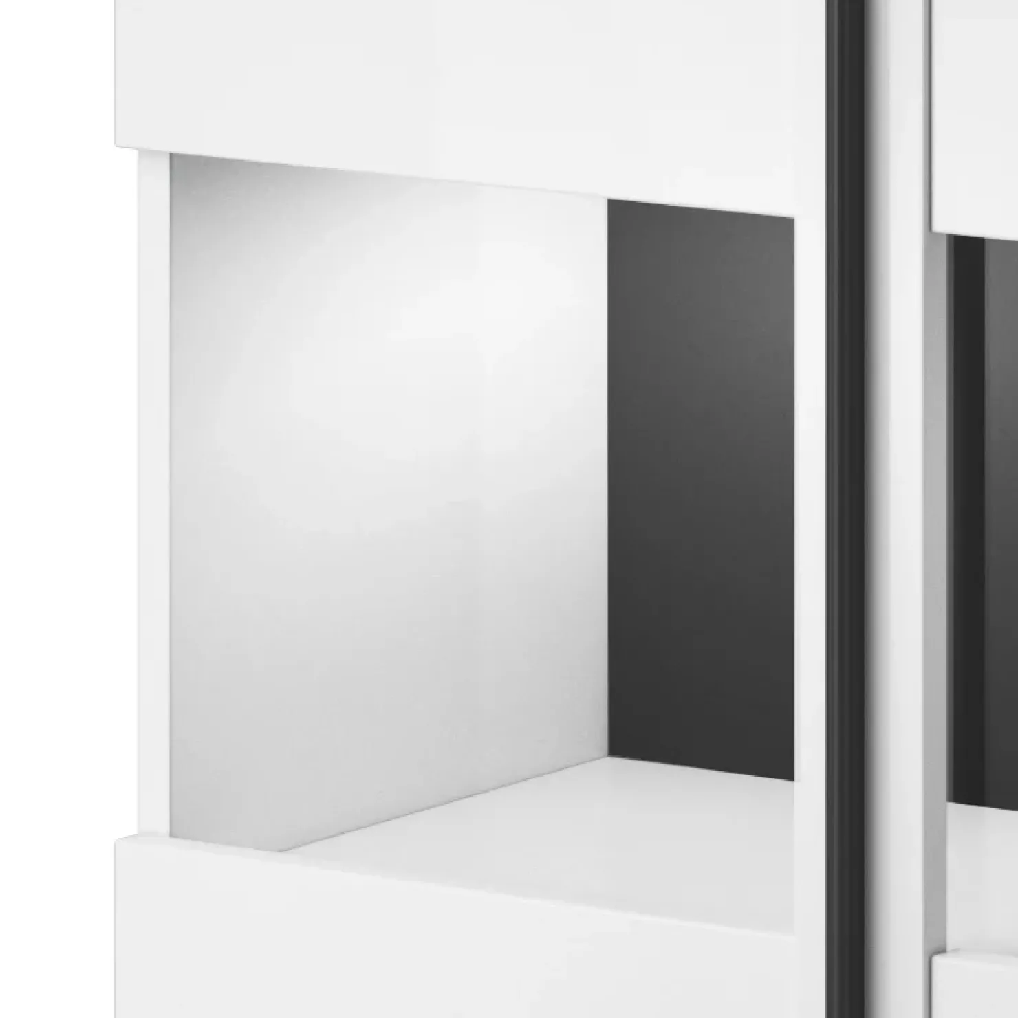 Garnero Arredamenti Credenza 180x103h cm 2 ante 3 cassetti con vetrinetta moderna bianco opaco e lucido Maiorca Bianco Lucido Discount