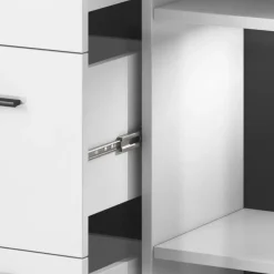 Garnero Arredamenti Credenza 180x103h cm 2 ante 3 cassetti con vetrinetta moderna bianco opaco e lucido Maiorca Bianco Lucido Discount