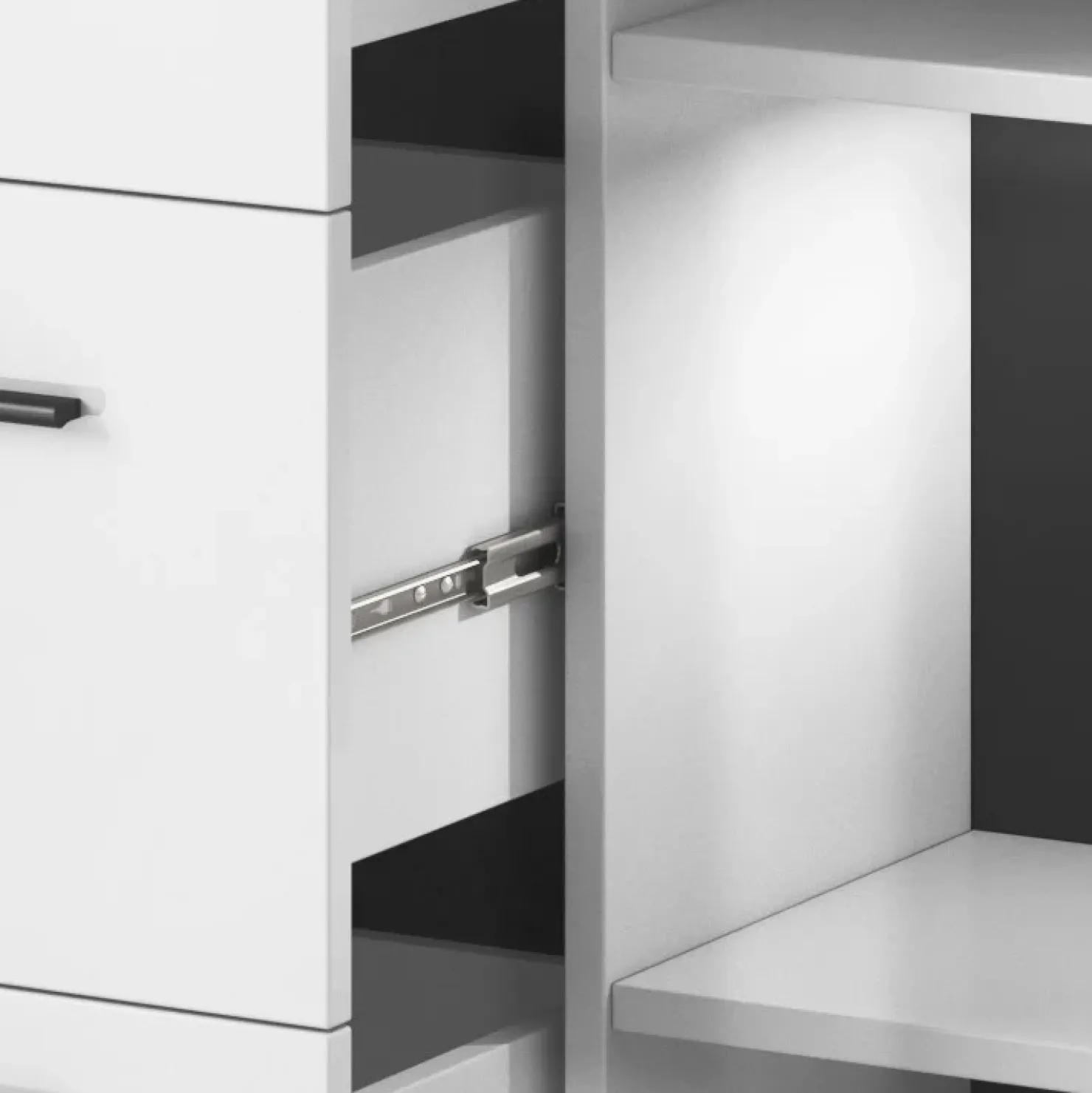 Garnero Arredamenti Credenza 180x103h cm 2 ante 3 cassetti con vetrinetta moderna bianco opaco e lucido Maiorca Bianco Lucido Discount