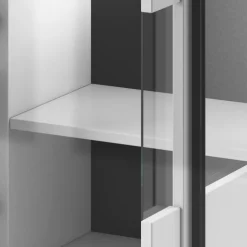 Garnero Arredamenti Credenza 180x103h cm 2 ante 3 cassetti con vetrinetta moderna bianco opaco e lucido Maiorca Bianco Lucido Discount