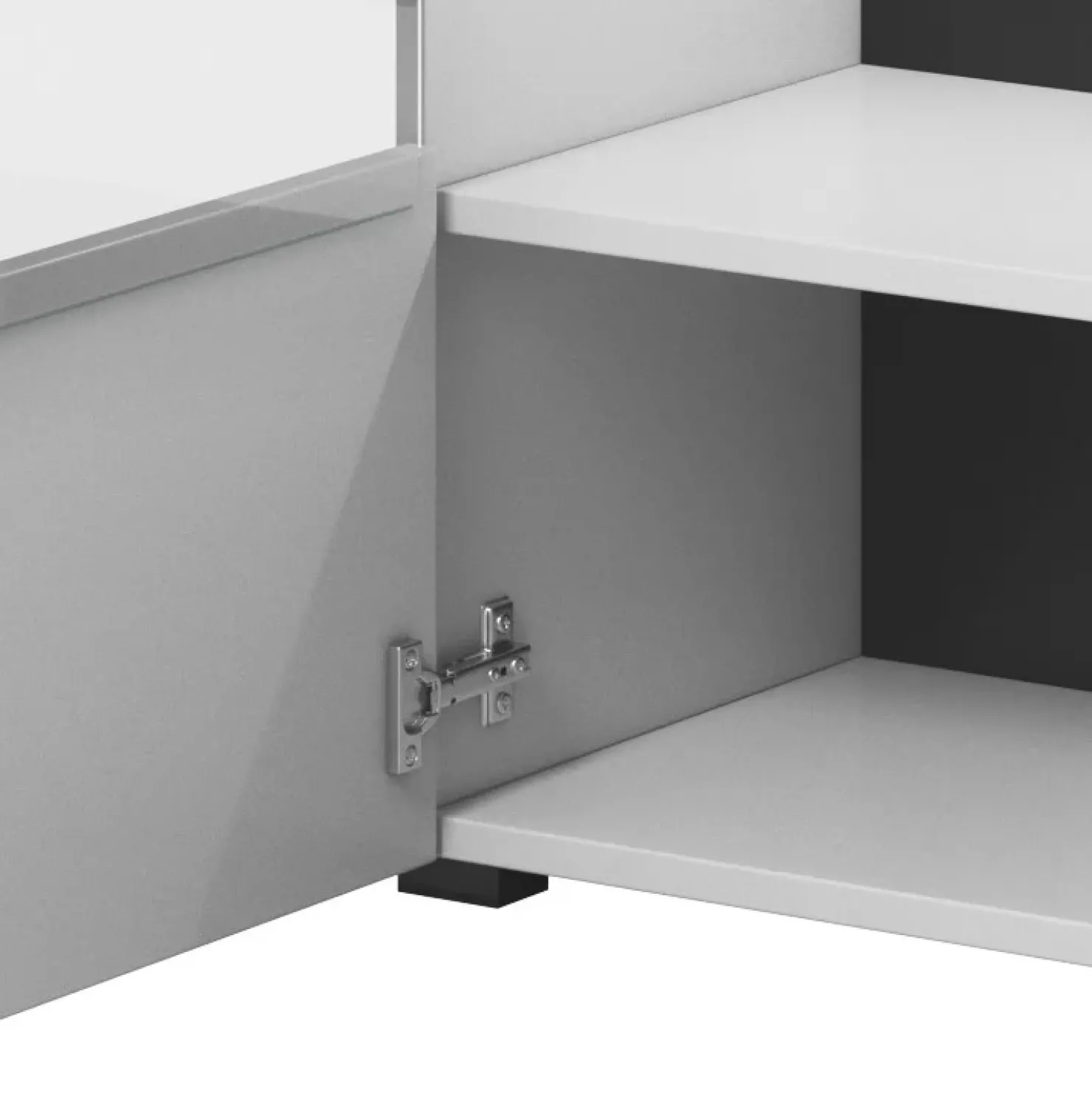 Garnero Arredamenti Credenza 180x103h cm 2 ante 3 cassetti con vetrinetta moderna bianco opaco e lucido Maiorca Bianco Lucido Discount