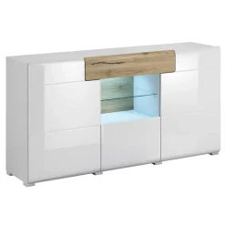 Garnero Arredamenti Credenza 159x83h cm 3 ante 1 cassetto bianco lucido rovere Tahiti