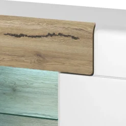 Garnero Arredamenti Credenza 159x83h cm 3 ante 1 cassetto bianco lucido rovere Tahiti