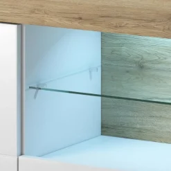 Garnero Arredamenti Credenza 159x83h cm 3 ante 1 cassetto bianco lucido rovere Tahiti