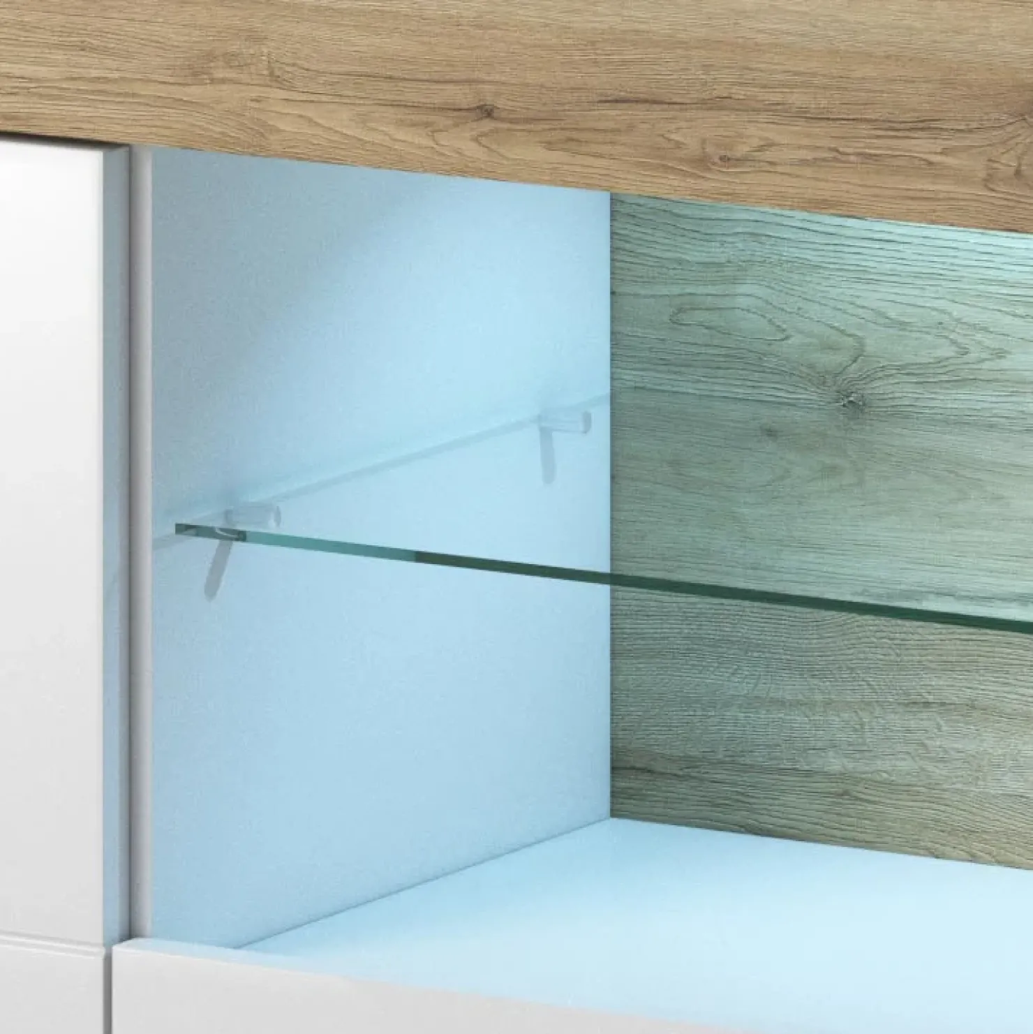 Garnero Arredamenti Credenza 159x83h cm 3 ante 1 cassetto bianco lucido rovere Tahiti