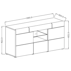 Garnero Arredamenti Credenza 159x83h cm 3 ante 1 cassetto bianco lucido rovere Tahiti