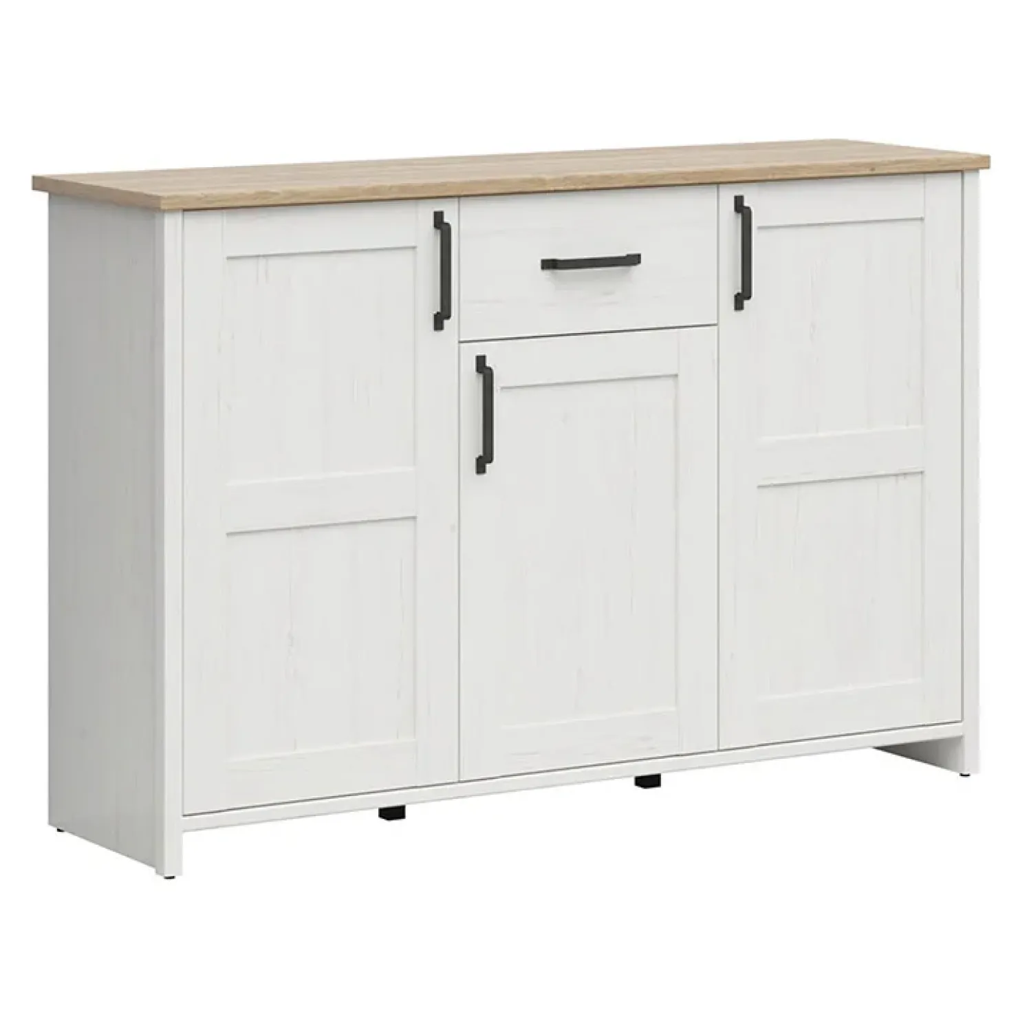 Garnero Arredamenti Credenza 148x99h cm 3 ante 1 cassetto scandinava bianco frassinato rovere Lars