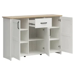 Garnero Arredamenti Credenza 148x99h cm 3 ante 1 cassetto scandinava bianco frassinato rovere Lars