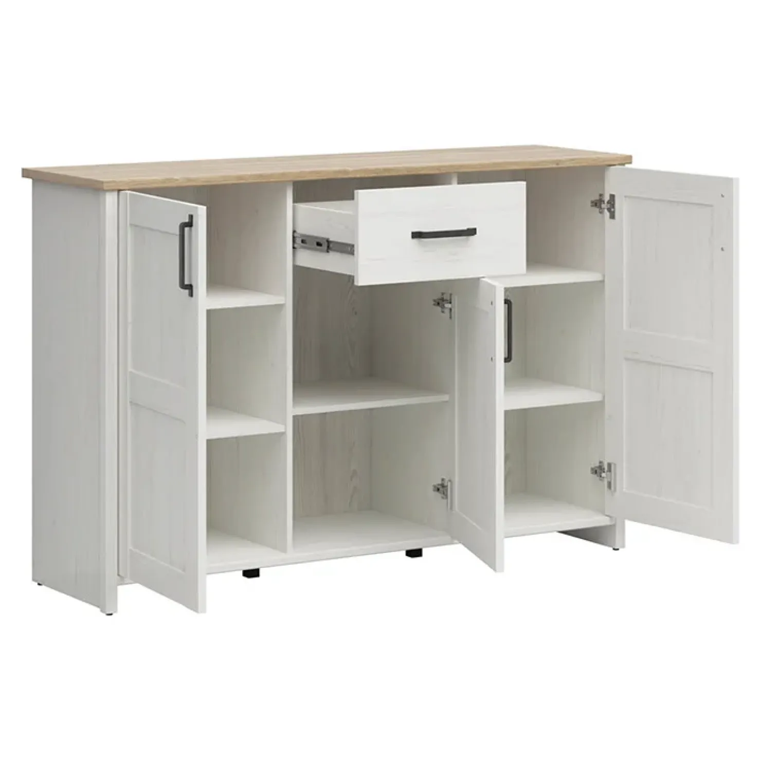Garnero Arredamenti Credenza 148x99h cm 3 ante 1 cassetto scandinava bianco frassinato rovere Lars