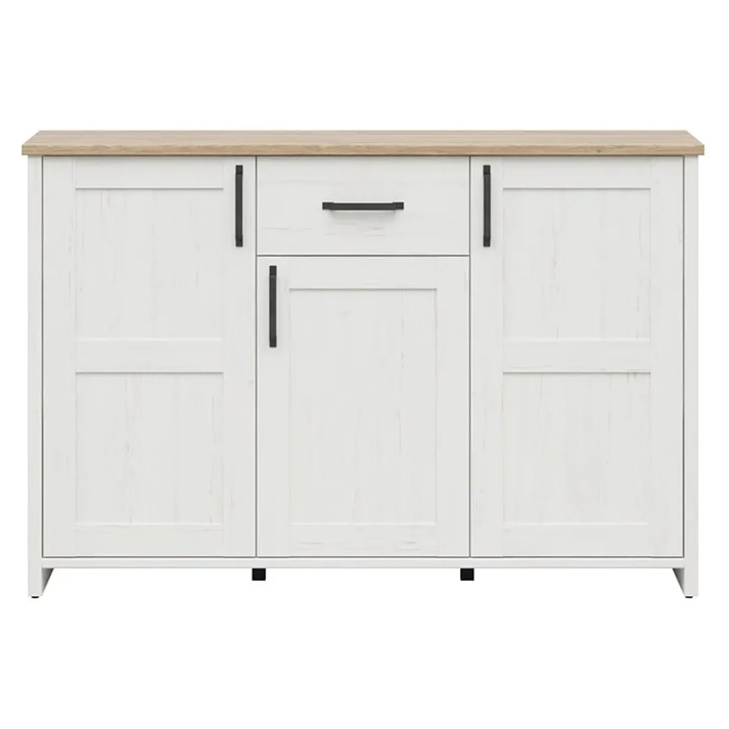 Garnero Arredamenti Credenza 148x99h cm 3 ante 1 cassetto scandinava bianco frassinato rovere Lars