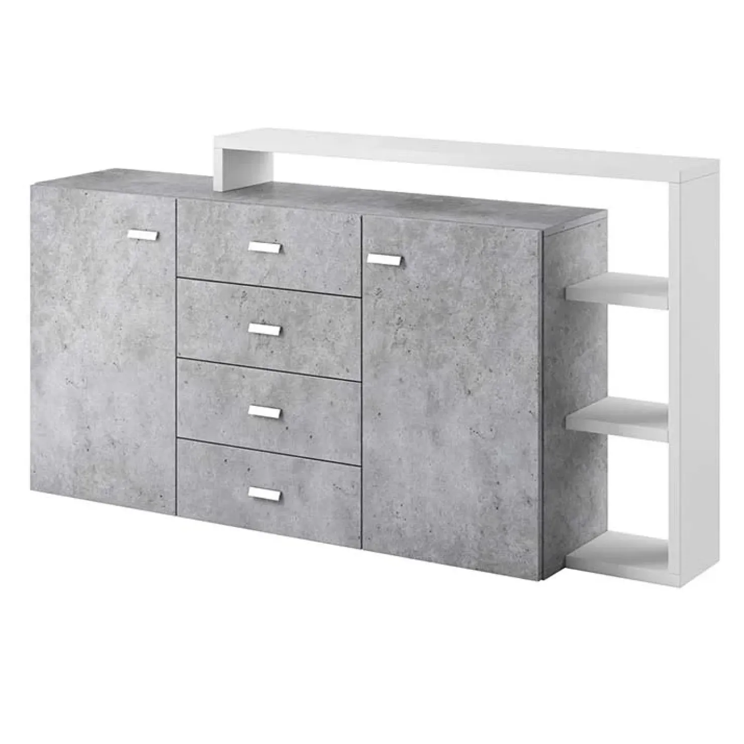 Garnero Arredamenti Credenza 180x98h cm 2 ante 4 cassetti moderna bianco cemento Megan Gihome® Cemento - Bianco opaco Online