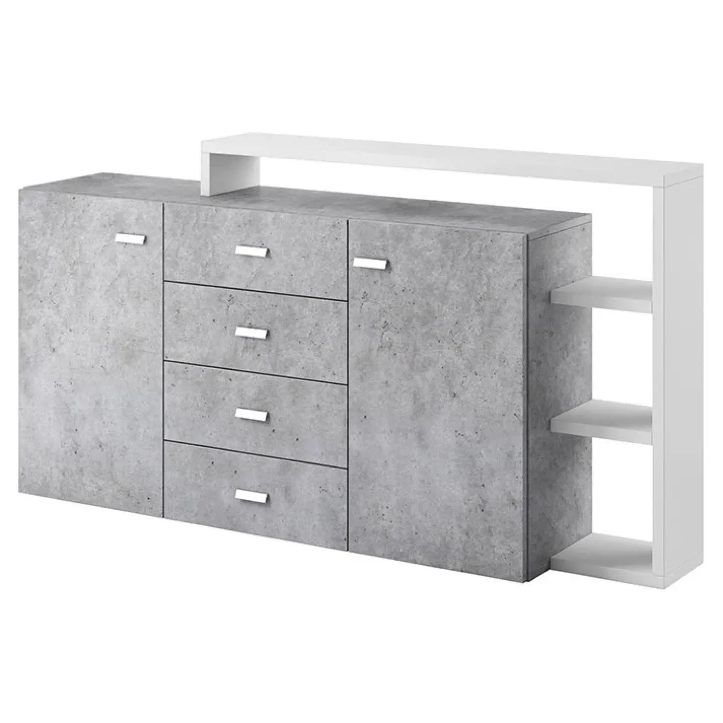 Garnero Arredamenti Credenza 180x98h cm 2 ante 4 cassetti moderna bianco cemento Megan Gihome® Cemento - Bianco opaco Online