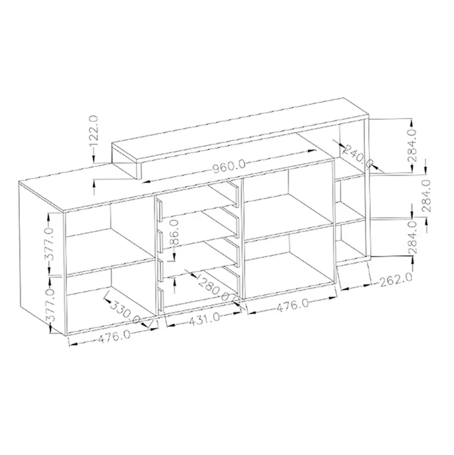 Garnero Arredamenti Credenza 180x98h cm 2 ante 4 cassetti moderna bianco cemento Megan Gihome® Cemento - Bianco opaco Online