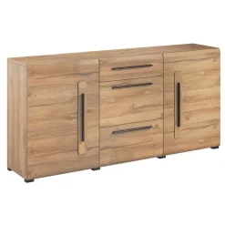 Garnero Arredamenti Credenza 180x86h cm 2 ante 3 cassetti moderna rovere nero Maiorca Discount