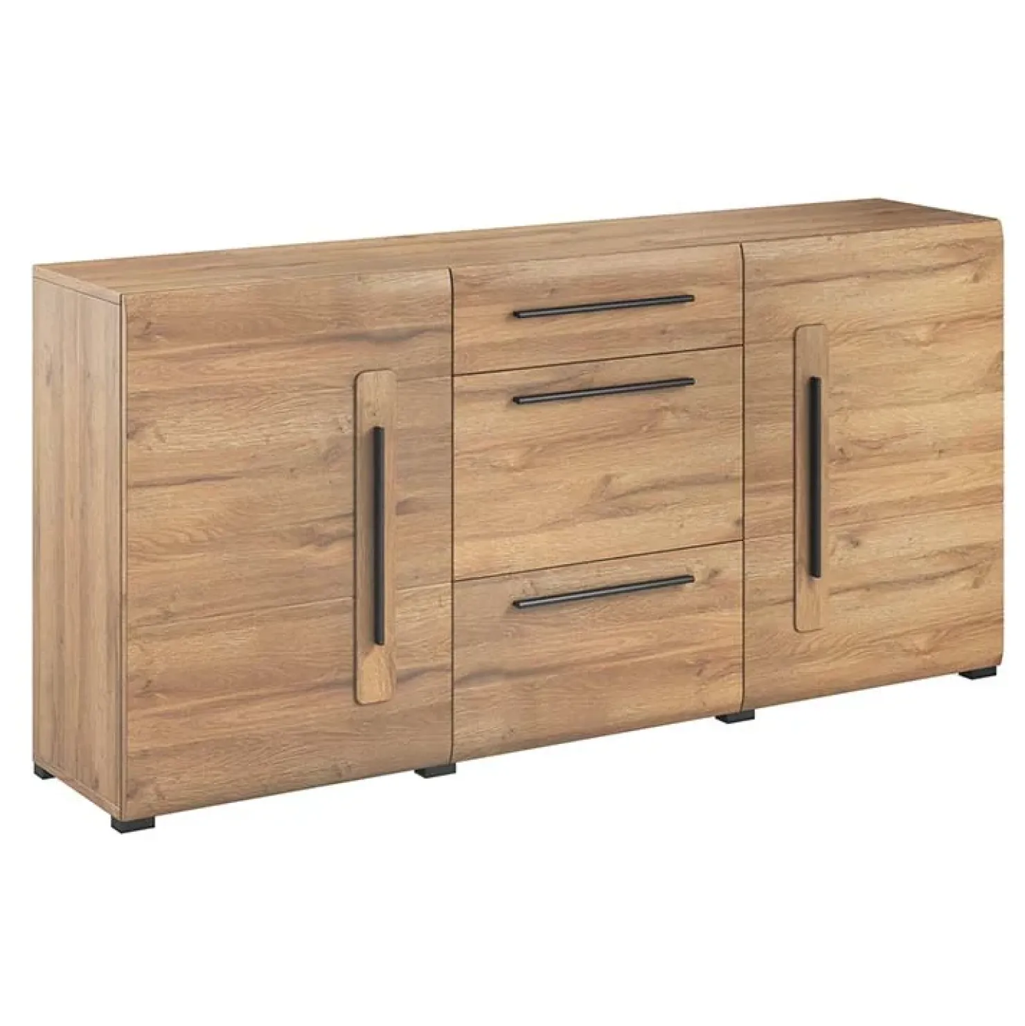 Garnero Arredamenti Credenza 180x86h cm 2 ante 3 cassetti moderna rovere nero Maiorca Discount