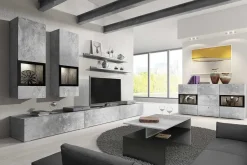 Garnero Arredamenti Credenza 132x70h cm 2 ante 3 cassetti moderna Emotion Gihome® Cemento Sale