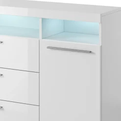Garnero Arredamenti Credenza 182x92h cm 2 ante 3 cassetti soggiorno Frisk Bianco Lucido Hot