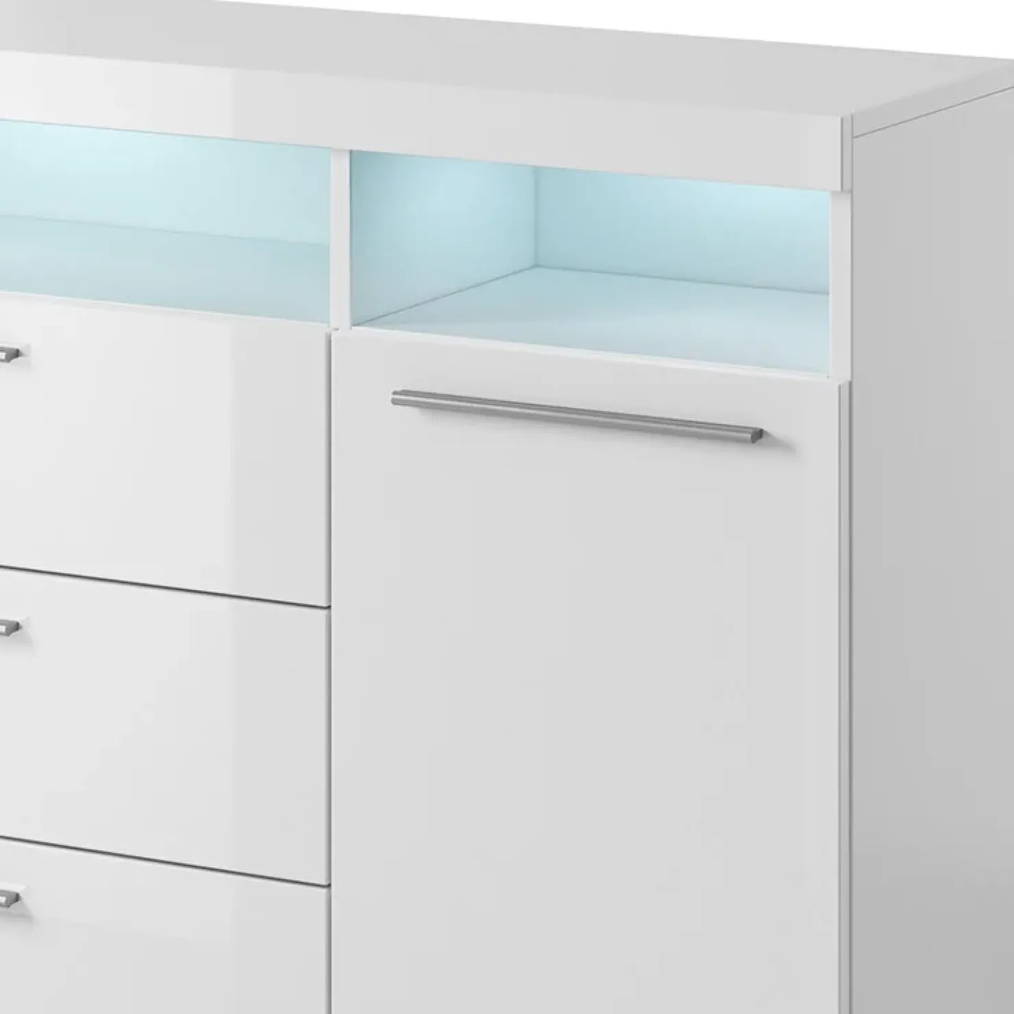 Garnero Arredamenti Credenza 182x92h cm 2 ante 3 cassetti soggiorno Frisk Bianco Lucido Hot