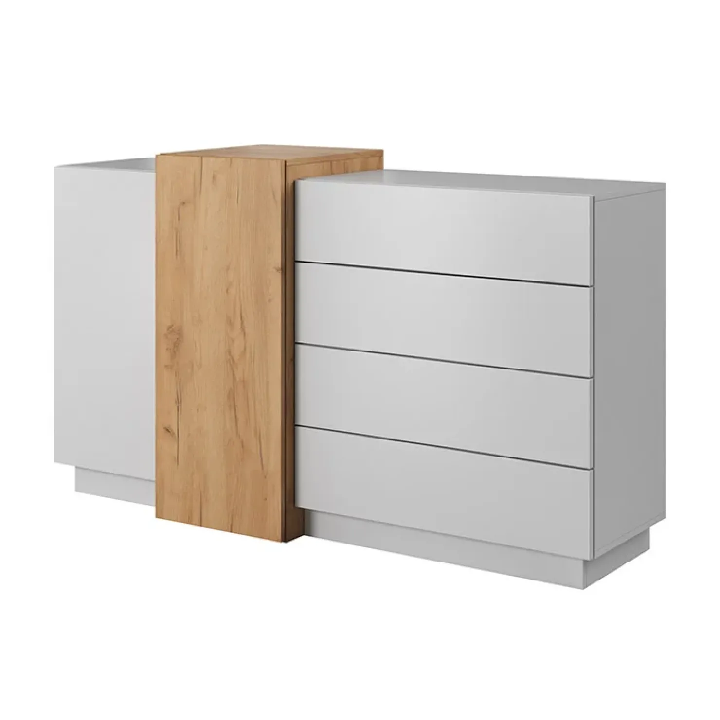 Garnero Arredamenti Credenza 160x94h cm 2 ante 4 cassetti moderna quercia bianco opaco James Online