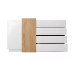 Garnero Arredamenti Credenza 160x94h cm 2 ante 4 cassetti moderna quercia bianco opaco James Online