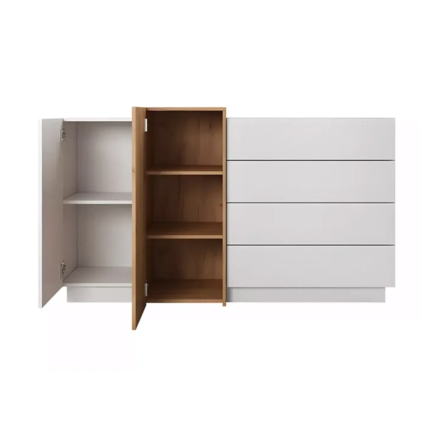 Garnero Arredamenti Credenza 160x94h cm 2 ante 4 cassetti moderna quercia bianco opaco James Online