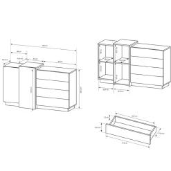 Garnero Arredamenti Credenza 160x94h cm 2 ante 4 cassetti moderna quercia bianco opaco James Online