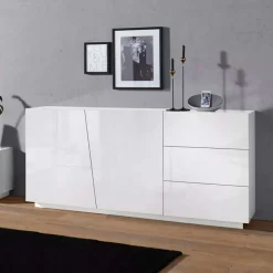 Garnero Arredamenti Credenza 180x86h cm 2 ante 3 cassetti Candia Gihome® Bianco Lucido Online