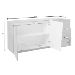Garnero Arredamenti Credenza 180x86h cm 2 ante 3 cassetti Candia Gihome® Bianco Lucido Online