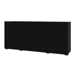 Garnero Arredamenti Credenza 140x63h cm 2 ante 3 cassetti moderna soggiorno nero Fusion Nero Opaco Clearance