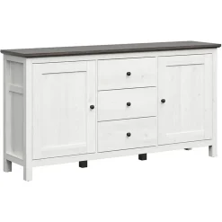 Garnero Arredamenti Credenza 186x96h cm 2 ante 3 cassetti arte povera pino bianco frassinato grafite Holga Bianco Frassinato - Grafite Sale