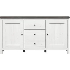 Garnero Arredamenti Credenza 186x96h cm 2 ante 3 cassetti arte povera pino bianco frassinato grafite Holga Bianco Frassinato - Grafite Sale